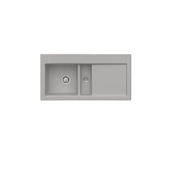 Evier 1 cuve et demi  Subway 60 100 x 51 cm egouttoir a droite Fossile CeramicPlus avec vidage manuel