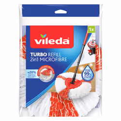 Vileda Turbo 2in1, Tête de serpillère, Rouge, Blanc, Microfibre, Polyamide, 1 pièce(s), 160 g, 300 mm