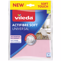 Vileda 4023103240810, Microfibre, Polyuréthane, Gris, Rose, Lavage en machine, 60 °C, 260 mm, 180 mm