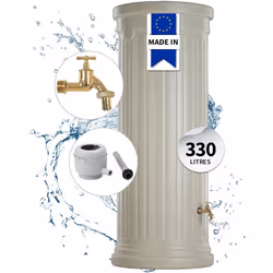 Ce récupérateur d'eau de pluie en colonne de couleur sable allie élégance et praticité pour votre jardin. Sa capacité de 330  ...