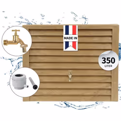 Kit Réservoir mural woody 350L bois clair avec robinet laiton et collecteur Eco gris - Garantia