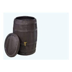 4rain Kit Récupérateur d'eau de pluie Tonneau VINO 400L brun foncé avec robinet PE imitation laiton, couvercle et collecteur Eco gris