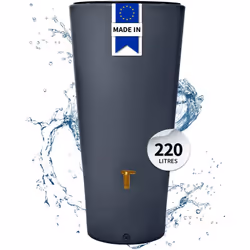 4rain Réservoir vaso 2en1 220L graphite avec robinet pe imitation laiton et bac à plantes intégré