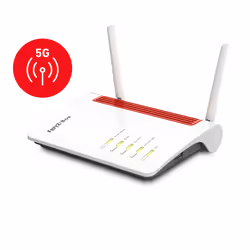 FRITZ!Box 6850 5G, Wi-Fi 5 (802.11ac), Bi-bande (2,4 GHz / 5 GHz), Ethernet/LAN, 3G, Noir, Rouge, Blanc, Routeur