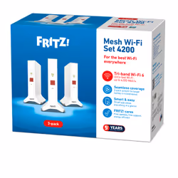 FRITZ!Repeater FRITZ!Mesh Set 4200 3-pack Edition Inter Répéteur réseau 4200 Mbit/s Rouge, Blanc - Vue supplémentaire 5