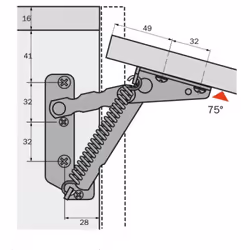 Montage rationnel par fixation sur perçages en série. Poids maxi de l'abattant : 2,5 kg. Matière : acier nickelé.