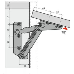 Hettich - Compas d'abattant Lift Junior 140 75°