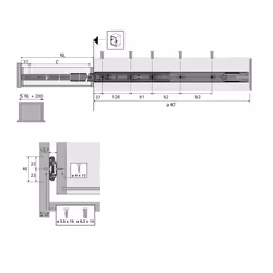 Hettich 9114275 glissière et coulisse pour tiroir 35 kg 450 mm