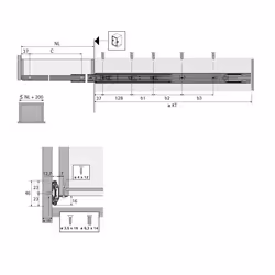 Hettich 9114557 glissière et coulisse pour tiroir 35 kg 500 mm