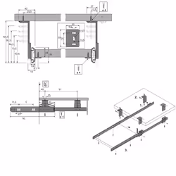 Hettich 77802 glissière et coulisse pour tiroir 400 mm