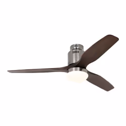 CasaFan 132 BN-NB, Ventilateur à lame domestique, Chrome, Noyer, Plafond, 25 m², 188 tr/min, 132 cm