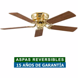 Ventilateur de plafond 5132001 CLASSIC FLAT 132 corps en laiton poli pales chêne antique/hêtre Fabriqué par : CasaFan, Allema ...