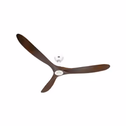 CasaFan ECO GENUINE 180 MW-NB, energy-saving ceiling fan, Ø 180 cm, matt white lacquered casing, 3 walnut blades, glued solid ...