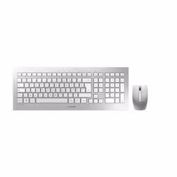 CHERRY DW 8000 Ensemble Clavier & Souris sans fil, blanc/argent, USB, AZERTY - FR, Taille réelle (100 %), Sans fil, RF sa ...