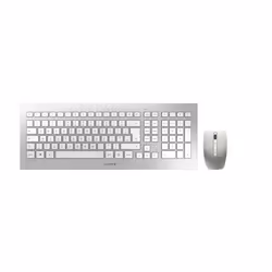 CHERRY DW 8000, Taille réelle (100 %), Sans fil, RF sans fil, QWERTY, Argent, Blanc, Souris incluse