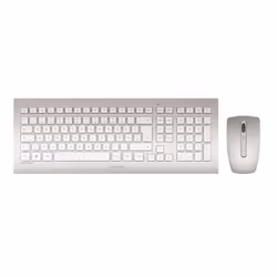 CHERRY DW 8000, Taille réelle (100 %), Sans fil, RF sans fil, QWERTY, Argent, Blanc, Souris incluse
