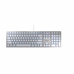 CHERRY KC 6000 Slim, Taille réelle (100 %), Avec fil, USB, Argent, Blanc