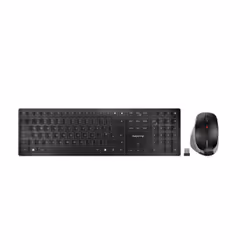 CHERRY DW 9500 SLIM, RF sans fil + Bluetooth, Commutateur de touche « ciseaux », QWERTY, Noir, Gris, Souris incluse