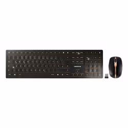 CHERRY DW 9100 SLIM, Sans fil, RF sans fil + Bluetooth, Commutateur de touche « ciseaux », QWERTY, Noir, Bronze, Souris inclu ...