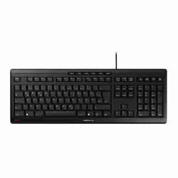 CHERRY STREAM, Taille réelle (100 %), Avec fil, USB, Commutateur de touche « ciseaux », QWERTY, Noir, Gris