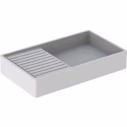 Evier 85x50, égouttoir à gauche. - Profondeur de la cuve: 13cm.- Pour bonde inox diamètre 62mm non fournie.- Sans trop-plein. ...