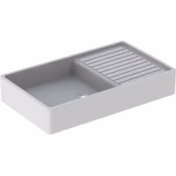 Evier 85x50, égouttoir à droite. - Profondeur de la cuve: 13cm.- Pour bonde inox diamètre 62mm non fournie.- Sans trop-plein. ...