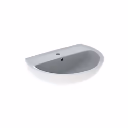 Lavabo modèle Bastia 55x42 cm, blanc GEBERIT référence 501.605.00.1 Ce lavabo est fixé sur le mur et peut être soutenu par un ...