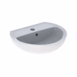 Lavabo en céramique. Trou de robinetterie au centre. Avec trop-plein. Blanc.