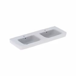 Geberit Renova Plan 1x lavabo double largeur 130 cm x profondeur 48 cm x hauteur 18.5 cm blanc rectangulaire 1 trou de robine ...