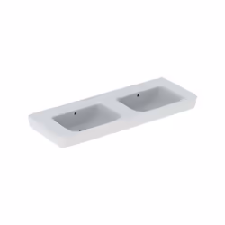 Geberit Renova Plan 1x lavabo double largeur 130 cm x profondeur 48 cm x hauteur 18.5 cm blanc rectangulaire sans trou pour r ...