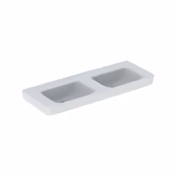 Geberit Renova Plan 1x lavabo double largeur 130 cm x profondeur 48 cm x hauteur 18.5 cm blanc rectangulaire sans trou pour r ...