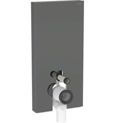 Panneau sanitaire Geberit monolith pour wc au sol, 101 cm, habillage frontal en verre gris velouté, latéral aluminium chromé noir Geberit