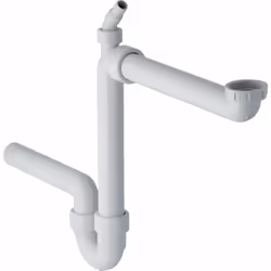 Siphon tube pour évier, encombrement réduit sortie horizontale avec raccord de flexible pour le raccordement d’éviers à un ba ...
