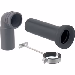 Présentation Coude de raccordement 90° en PVC, 90 / 100 mm Manchon de raccordement pour WC, en PE-HD, 90 mm Manchette en EPDM ...