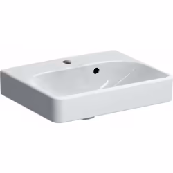 Lave-main avec trou pour robinetterie couleur : blanche matériau : céramique sanitaire avec trop-plein asymétrique avec un tr ...