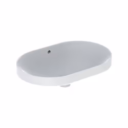 Lavabo encastré VariForm Geberit sans trou de coulée avec trop-plein elliptique 600x400mm fond vitré
