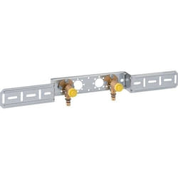 Cornière d'assemblage Mepla 90° avec plaque de montage double 20 mm-DN15 - 1/2 avec bouchon de protection