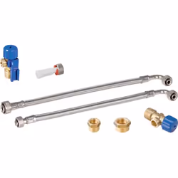 Présentation 2 robinets équerre 1/2" Raccord de transition à joint plat sur étanchéité radiale Manchon fileté 1/2"–3/4" Flexi ...