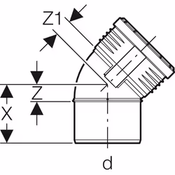 Geberit 390.322.14.1 raccord de tuyau de ventilation, d'écoulement et de purge