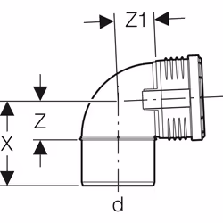 Geberit 390.424.14.1 raccord de tuyau de ventilation, d'écoulement et de purge