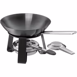 Mini Wok Joy Ø18cm H:15cm avec réchaud noir et brûleur à pâte Hauteur 15 cm Mélange de matériaux Acier Adapté à l'induction n ...