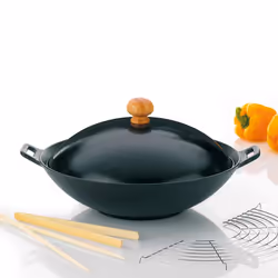 Kela 77943, Rond, Wok/Poêle à frire, Noir, Fonte, Métal, 36 cm