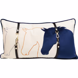 KARE Design Horsefaces, Beige, Bleu, Rectangulaire, Polyester, Coussin décoratif