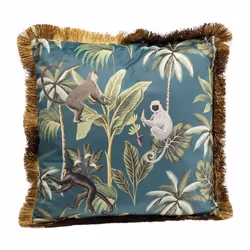Coussin à franges Jungle singes Kare Design