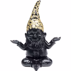 KARE Design Deco Figurine Gnome Meditation Black Gold 19cm, Noir, Or, Polyrésine, 1 pièce(s), 150 mm, 100 mm, 190 mm
