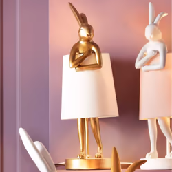 Lampe Animal lapin 50cm dorée et beige Kare Design