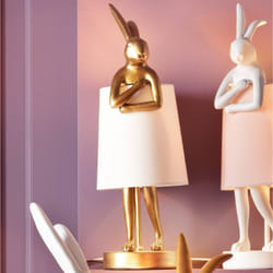 Lampe Animal lapin 50cm dorée et beige Kare Design