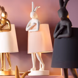 Lampe Animal lapin 50cm blanche et rose Kare Design