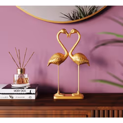 KARE Design Flamingo Love statue et figurine décorative Or Polyrésine