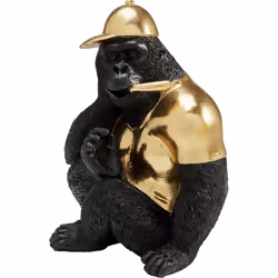 KARE Design Gorilla Glam statue et figurine décorative Noir, Or Polyrésine